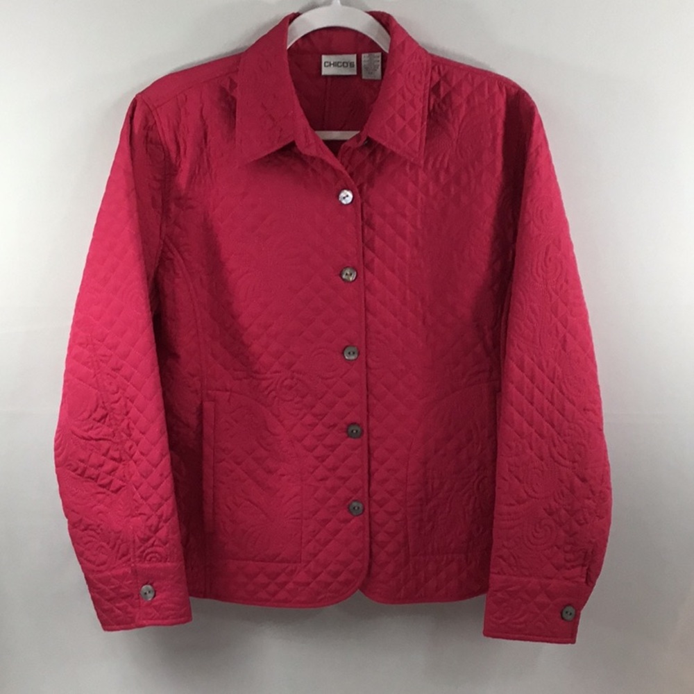 ”CHICO’S LIGHTWEIGHT ROSE QUILTED JACKET” - Picture 1 of 9